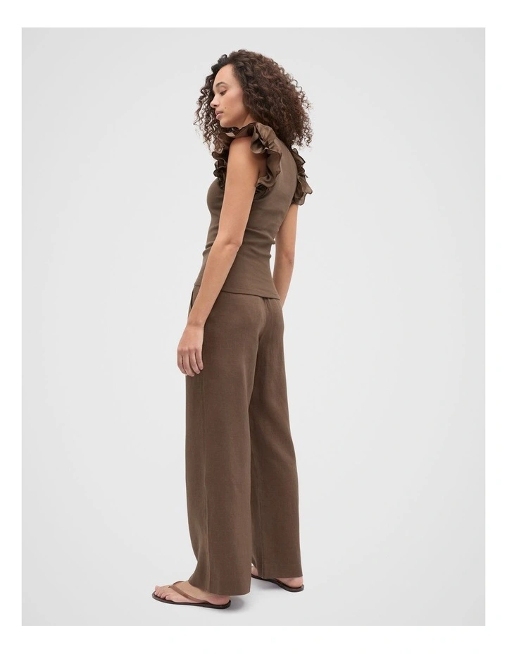 Ruffle Sleeve Rib Tank in Pinecone image 2