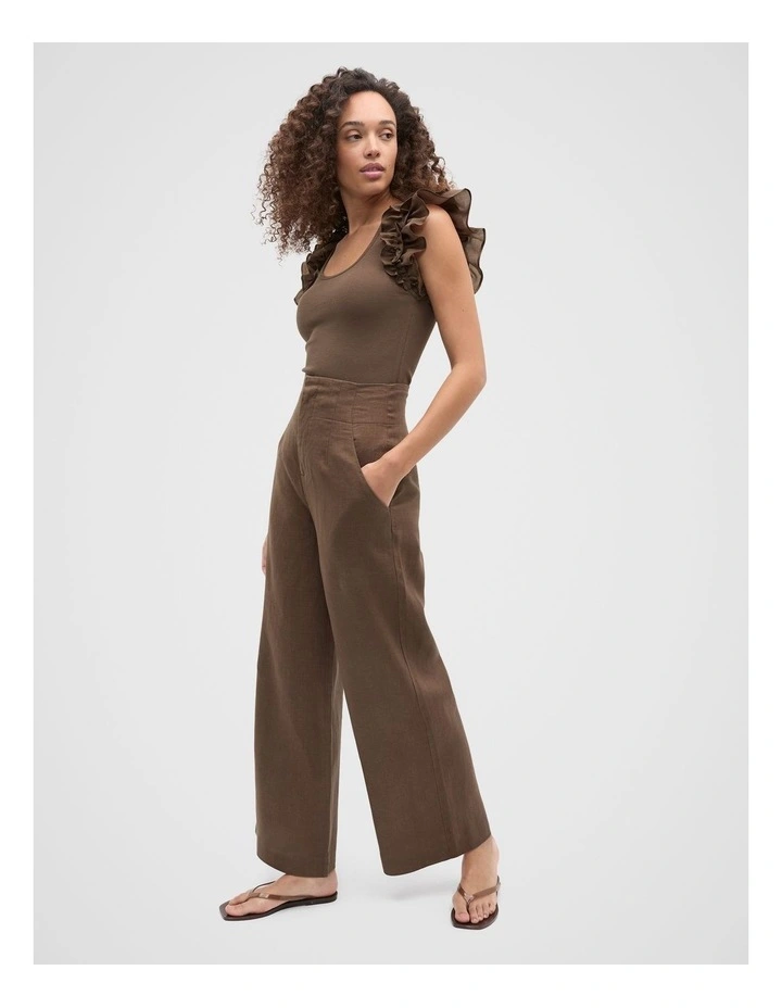 Ruffle Sleeve Rib Tank in Pinecone image 3
