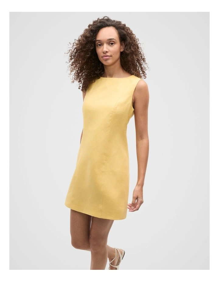 Linen Structured Shift Dress in Buttercup image 1