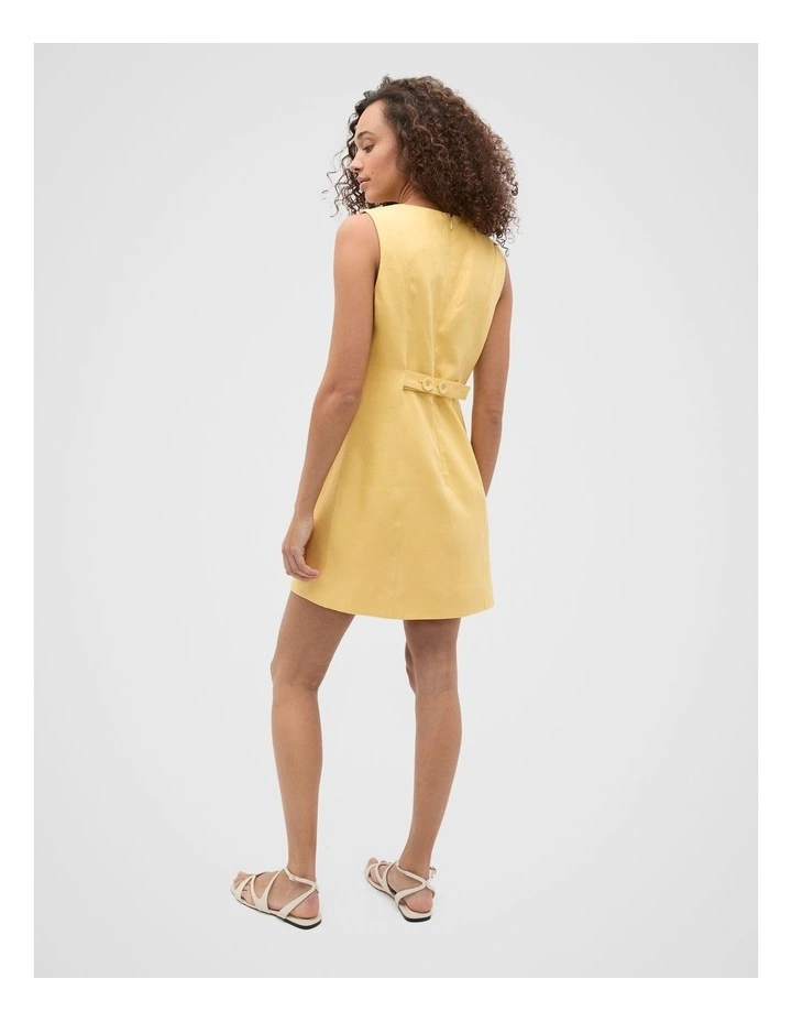 Linen Structured Shift Dress in Buttercup image 2