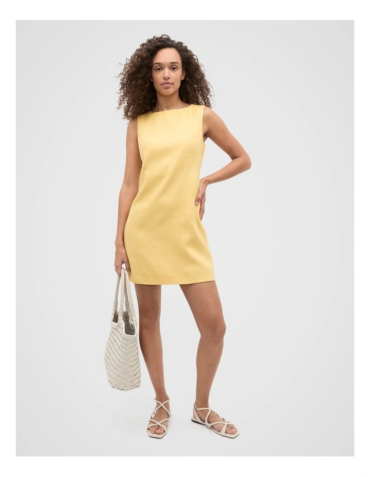 Linen Structured Shift Dress in Buttercup image 3