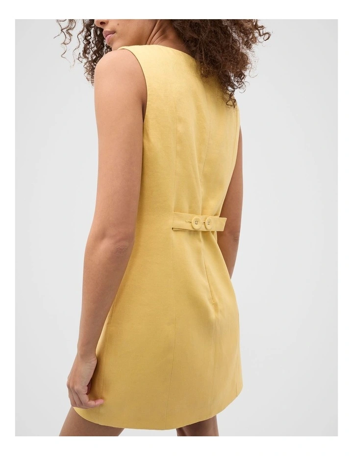 Linen Structured Shift Dress in Buttercup image 4