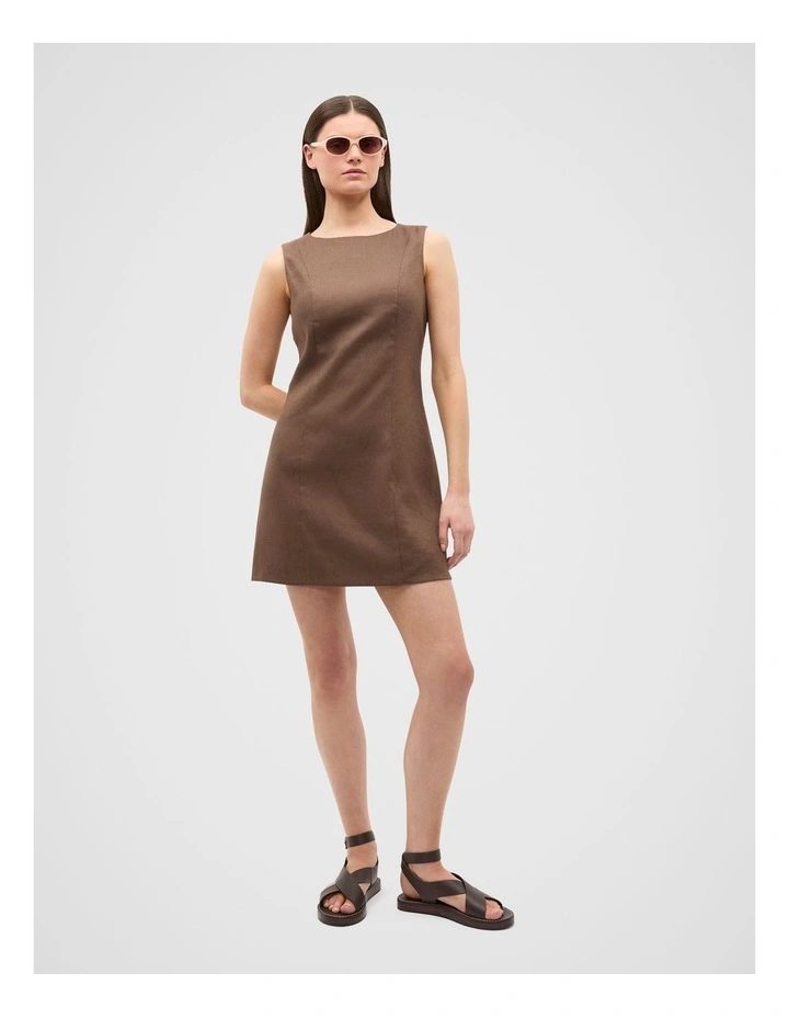 Linen Structured Shift Dress in Pinecone image 3