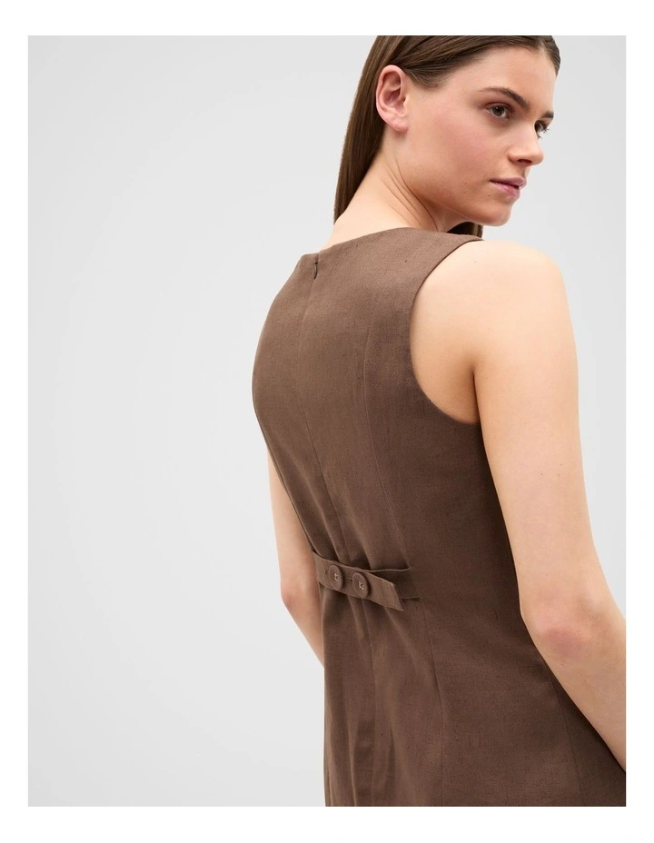 Linen Structured Shift Dress in Pinecone image 4