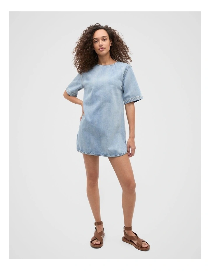 Denim Tunic Dress in Blue image 3
