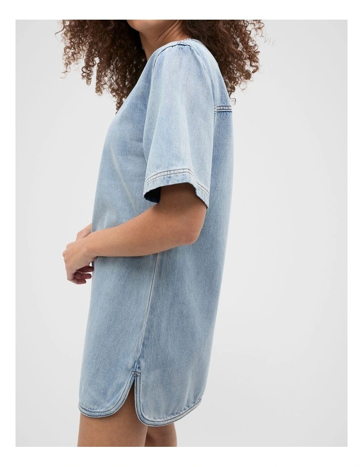 Denim Tunic Dress in Blue image 4