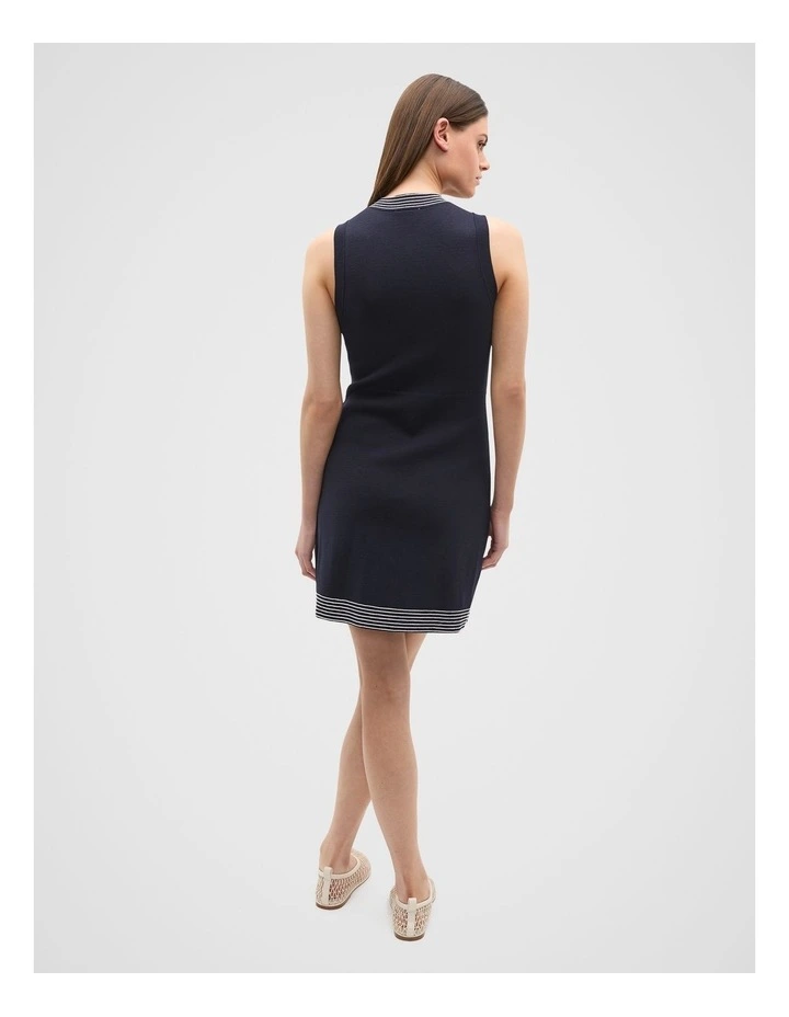 Crepe Knit Contrast Mini Dress in Twilight Blue image 2