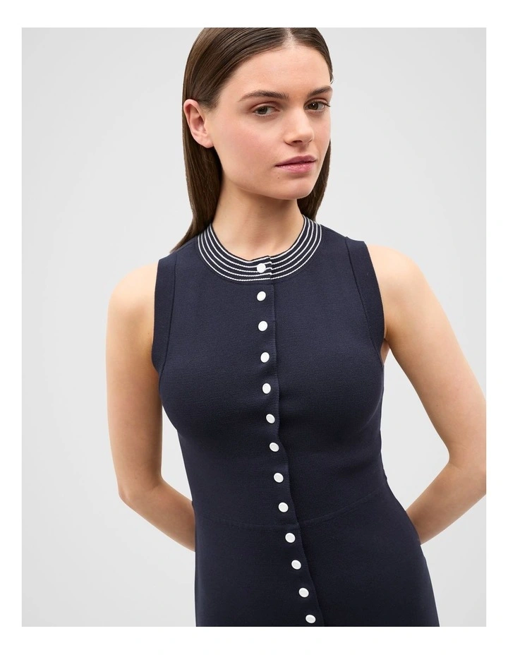 Crepe Knit Contrast Mini Dress in Twilight Blue image 4