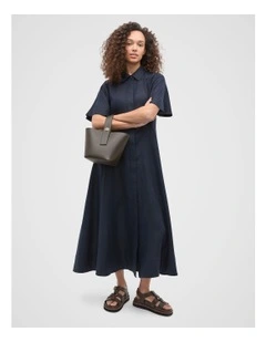 Linen Shirt Dress in Twilight Blue
