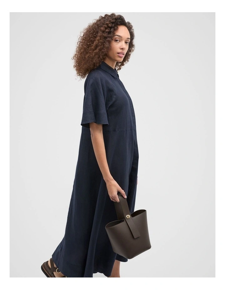Linen Shirt Dress in Twilight Blue image 3