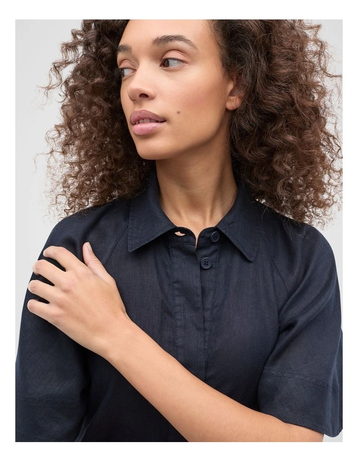 Linen Shirt Dress in Twilight Blue image 4