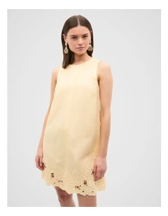 Cutwork Mini Dress in Brige