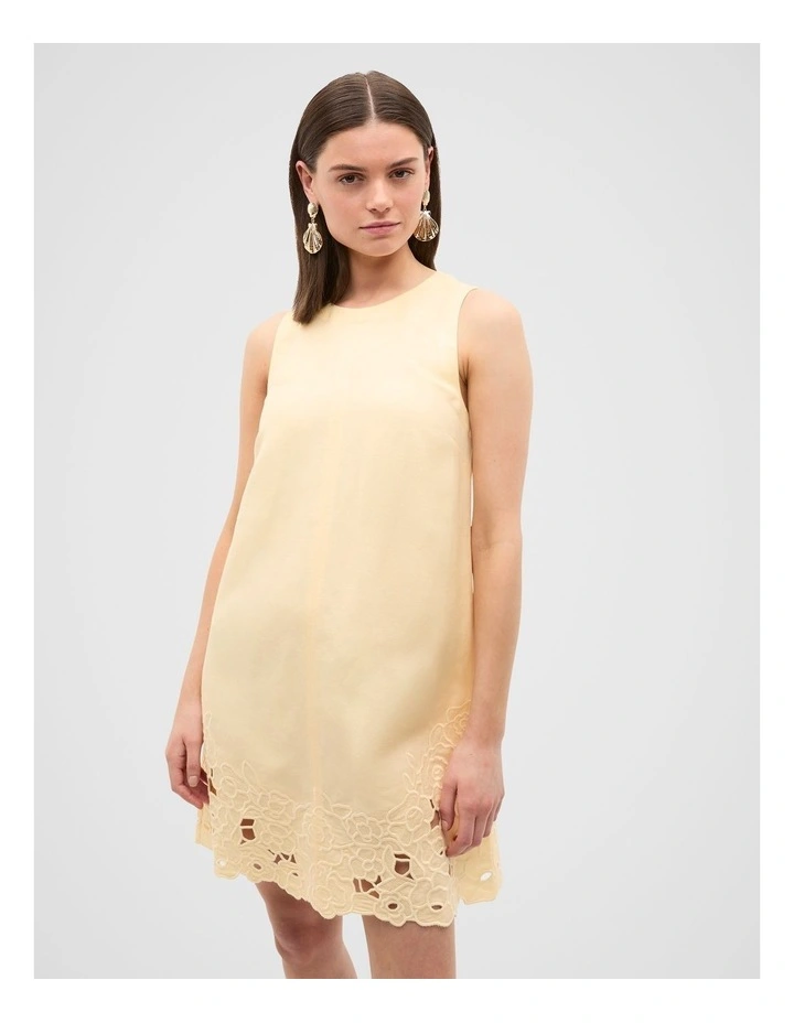 Cutwork Mini Dress in Brige image 1