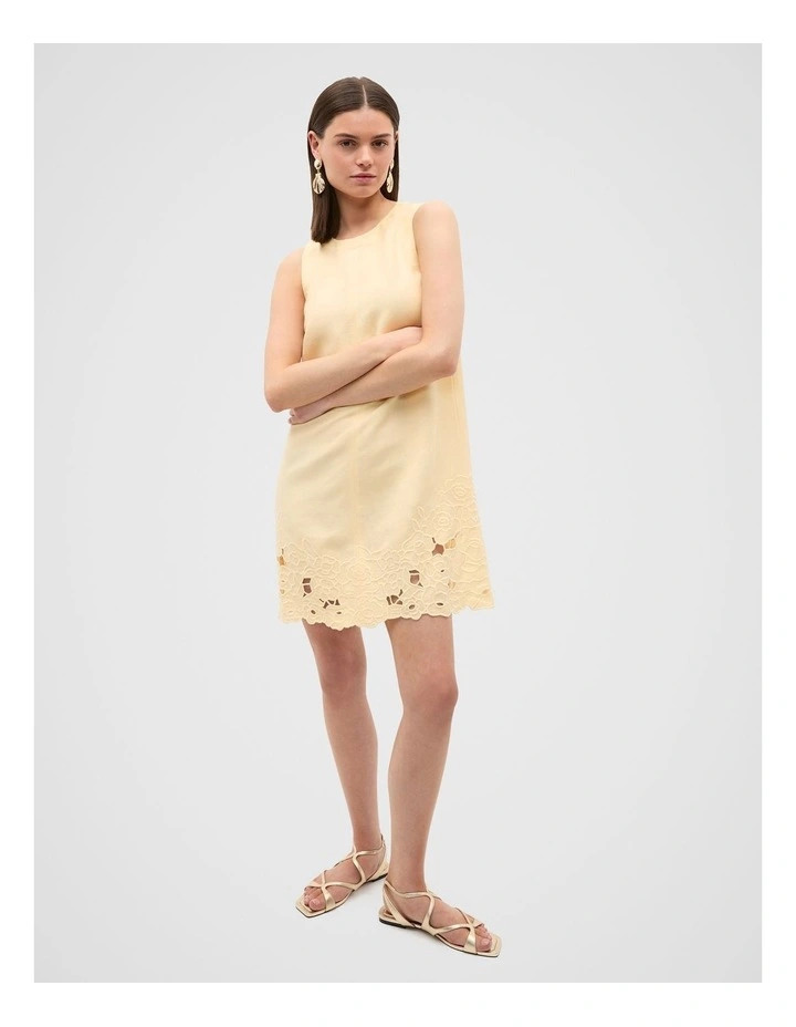 Cutwork Mini Dress in Brige image 3