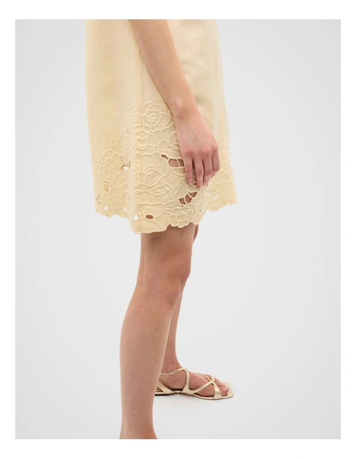 Cutwork Mini Dress in Brige image 4
