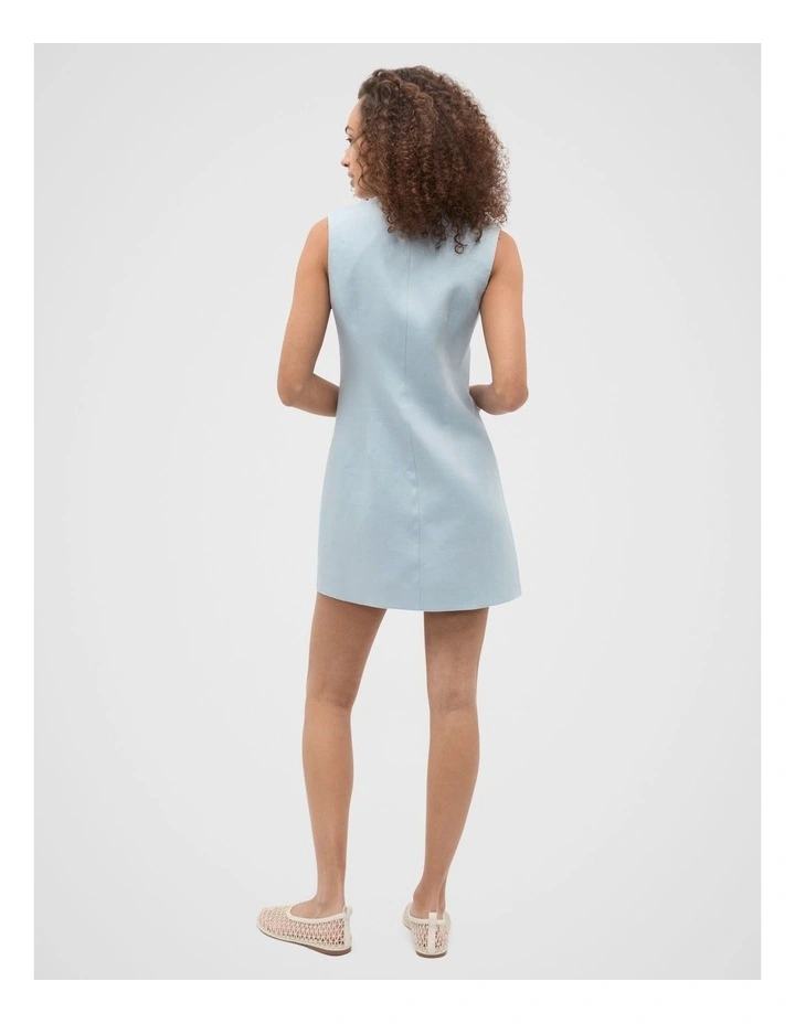 Linen Scallop Mini Dress in Bluebell image 2
