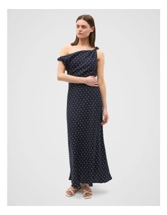 Spot Midi Dress in Blue