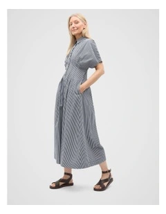 Poplin Stripe Shirt Dress in Twilight Blue