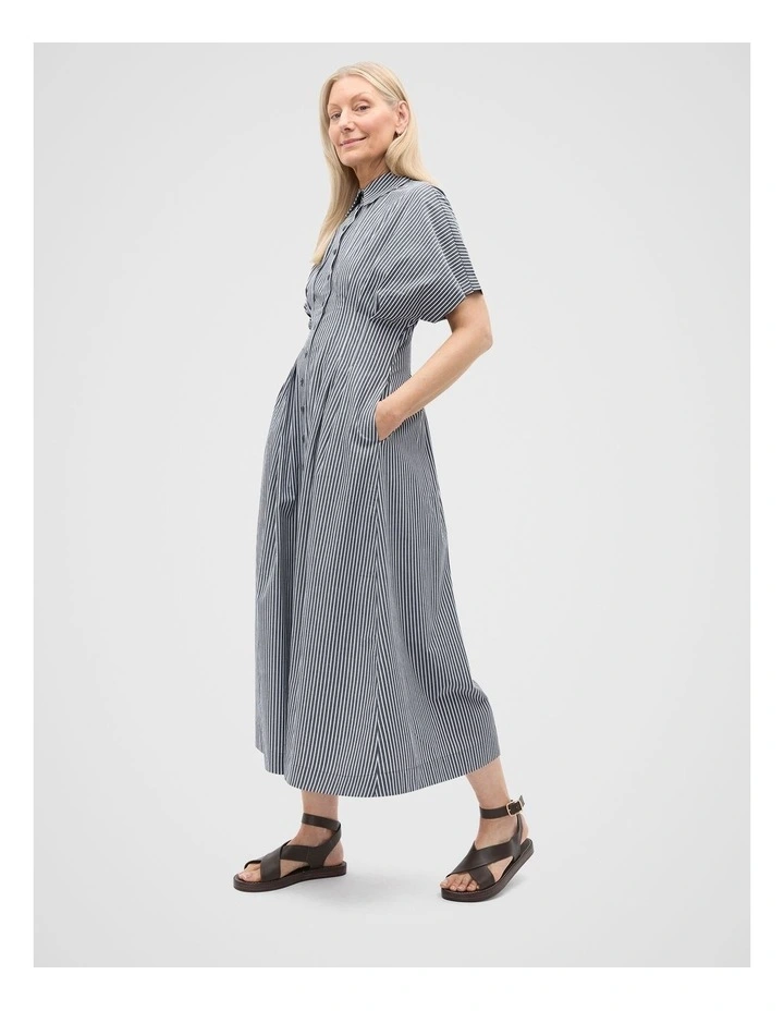 Poplin Stripe Shirt Dress in Twilight Blue image 1