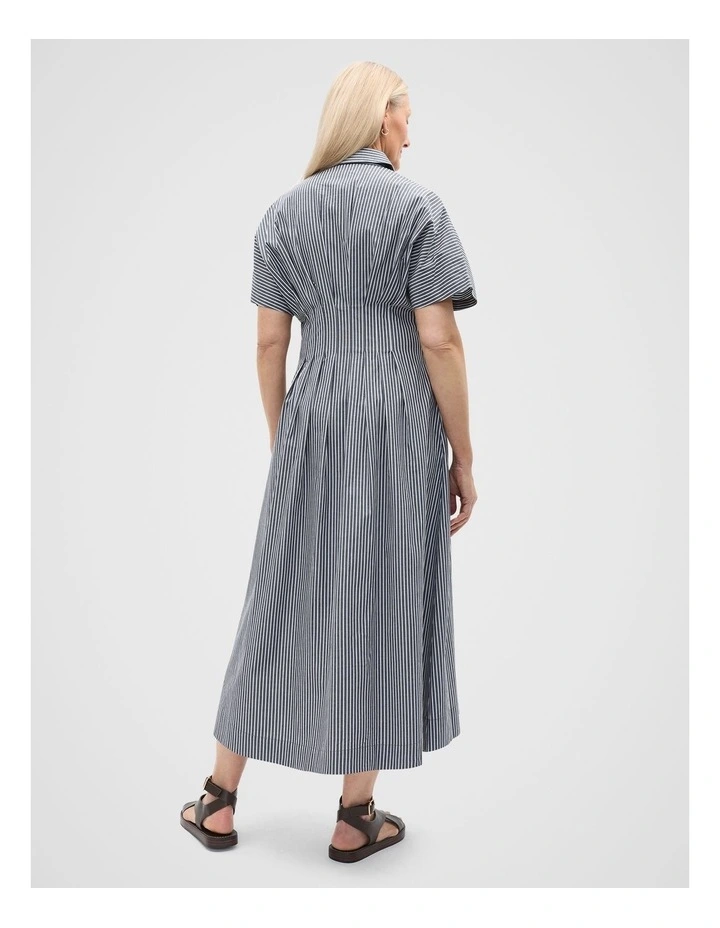 Poplin Stripe Shirt Dress in Twilight Blue image 2