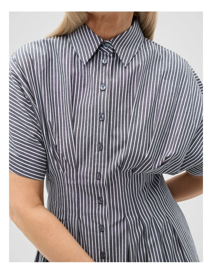 Poplin Stripe Shirt Dress in Twilight Blue image 4