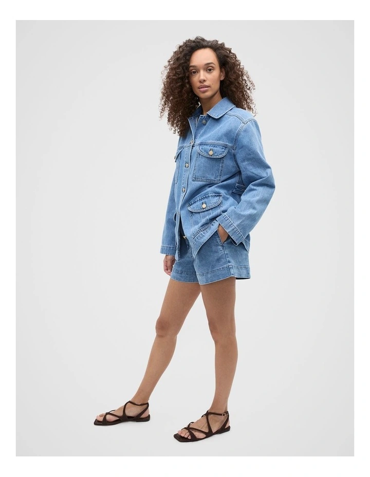 Denim Utility Jacket in Mist Blue Wash image 3