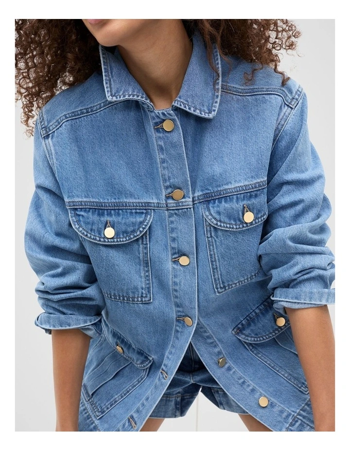 Denim Utility Jacket in Mist Blue Wash image 4