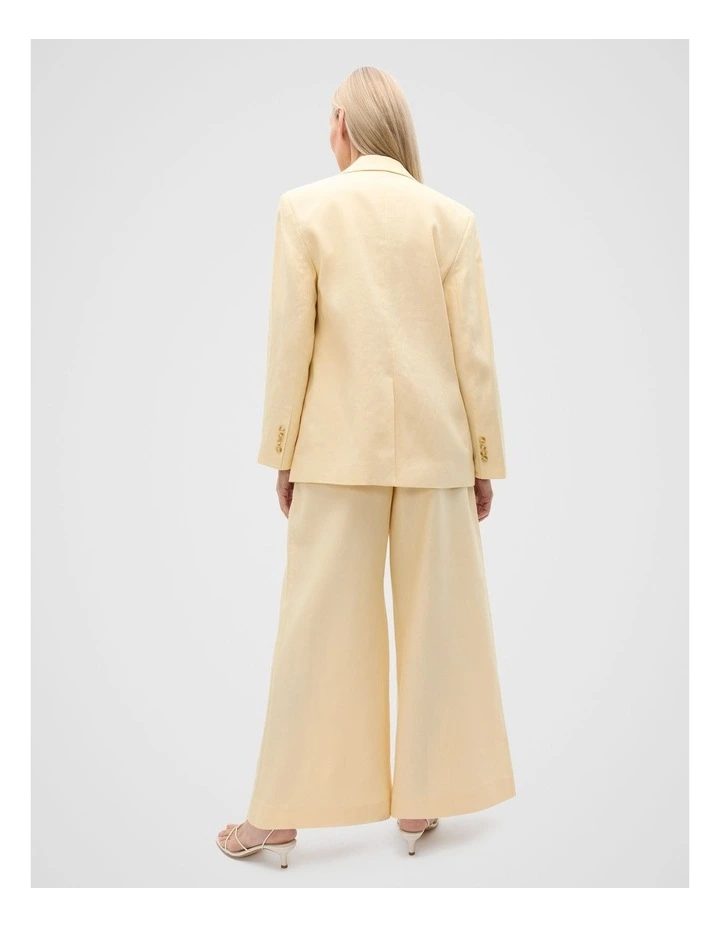 Tailored Linen Blazer in Beige image 2