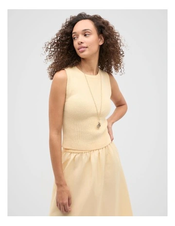 Textured Cotton Knit Top in Shortbread