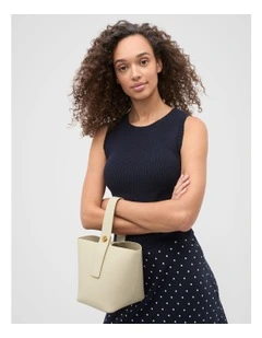 Textured Cotton Knit Top in Twilight Blue