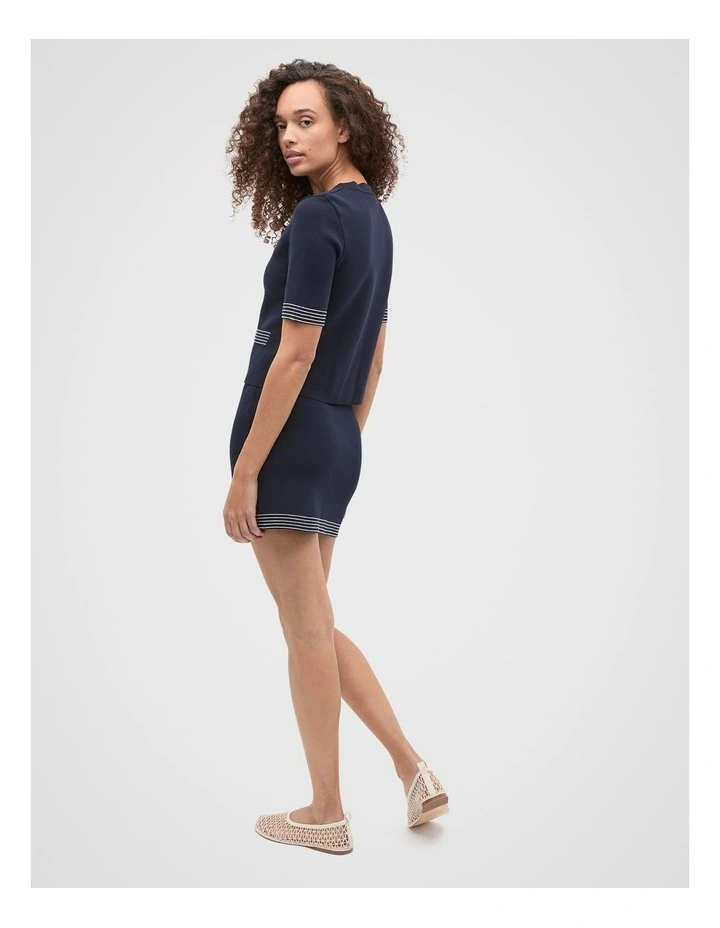 Crepe Knit Contrast Top in Twilight Blue image 2