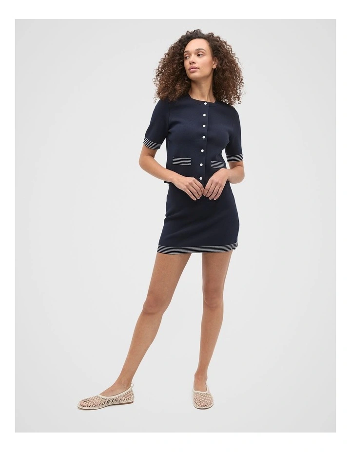 Crepe Knit Contrast Top in Twilight Blue image 3