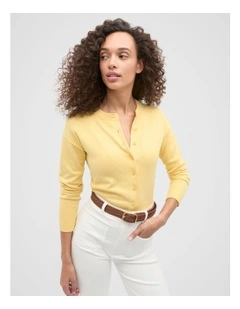 Linen Blend Cardigan in Buttercup