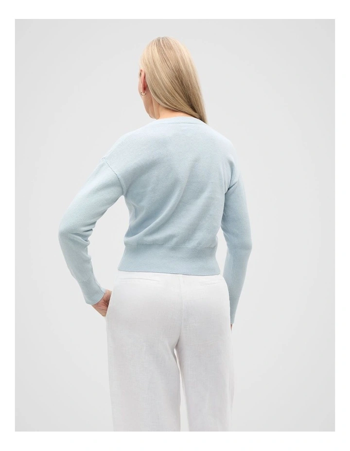 Linen Blend Cardigan in Bluebell Marle image 2