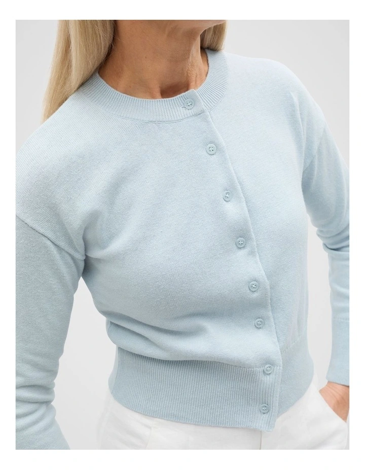 Linen Blend Cardigan in Bluebell Marle image 4
