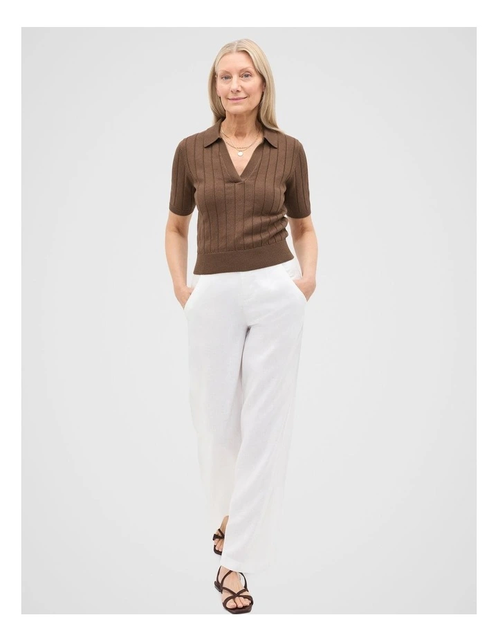 Cotton Wide Rib Polo Knit in Pinecone image 3