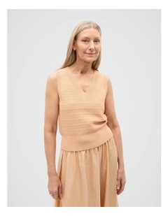 Textured Knit Vest in Apricot
