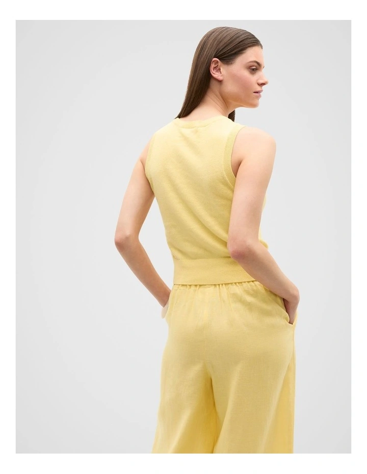 Linen Blend Knit Top in Buttercup image 2