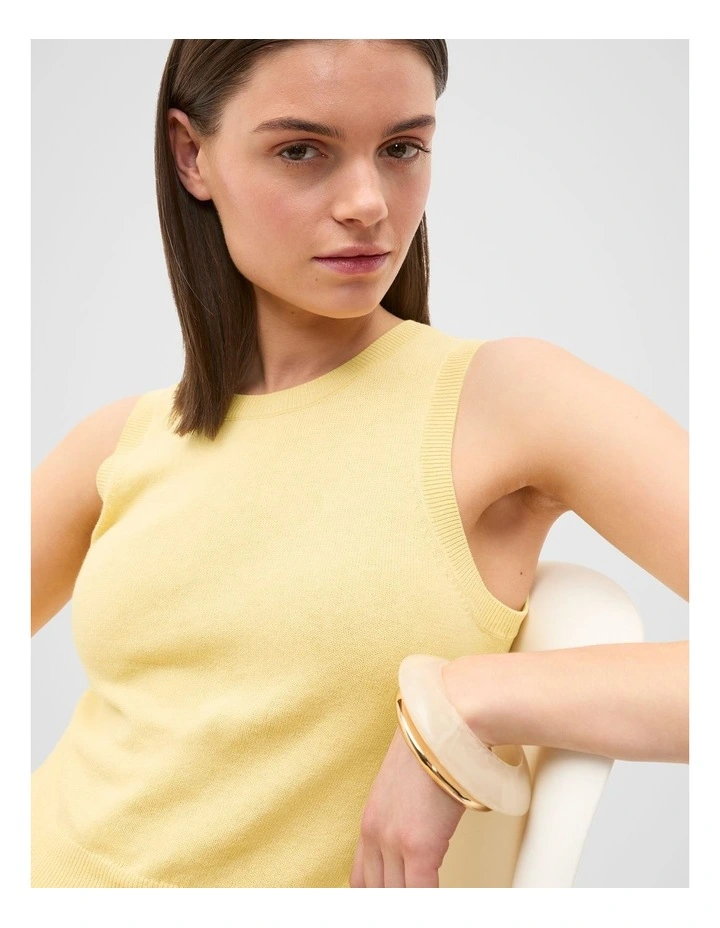 Linen Blend Knit Top in Buttercup image 4