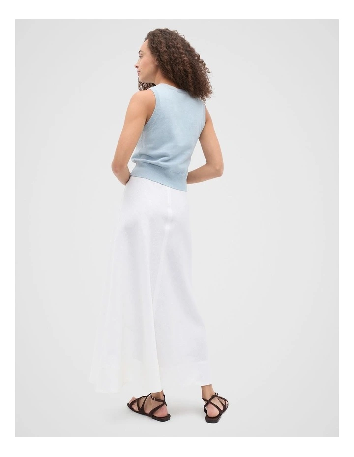 Linen Blend Knit Top in Blue image 2