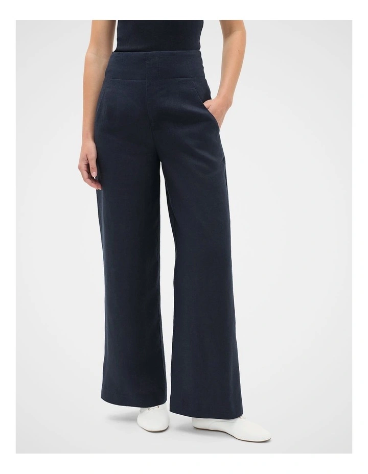 Core Linen Waisted Pant in Twilight Blue image 1