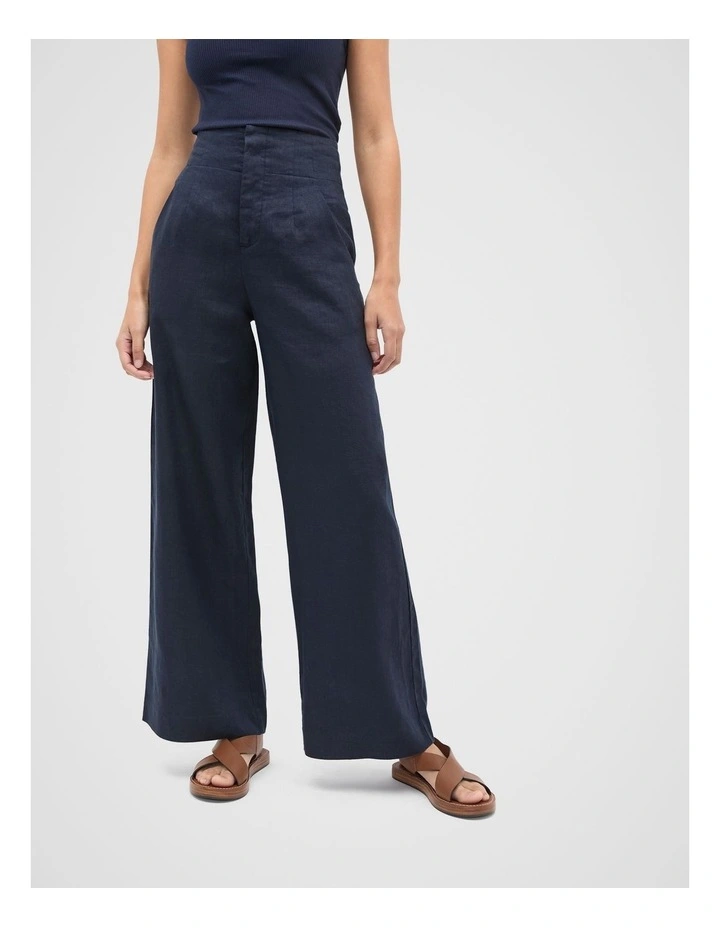Core Linen Waisted Pant in Twilight Blue image 1