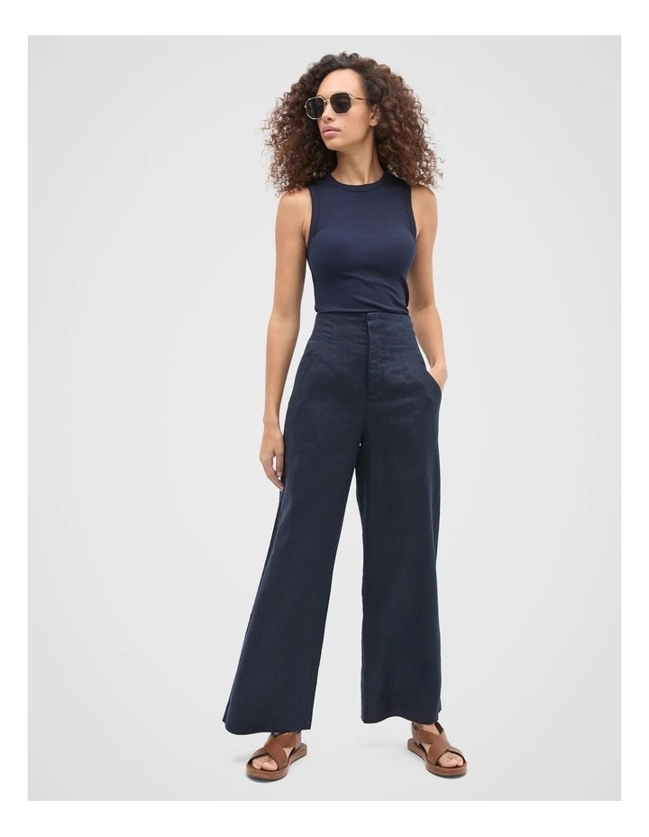 Core Linen Waisted Pant in Twilight Blue image 3