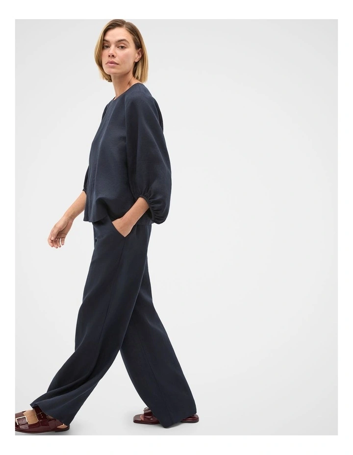 Core Linen Waisted Pant in Twilight Blue image 4