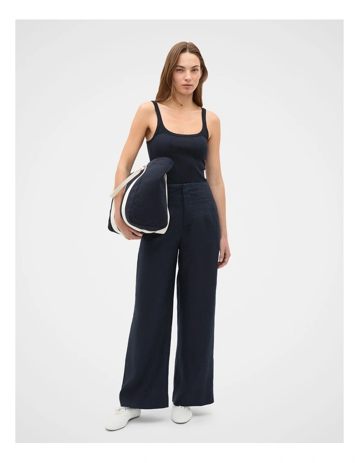 Core Linen Waisted Pant in Twilight Blue image 4