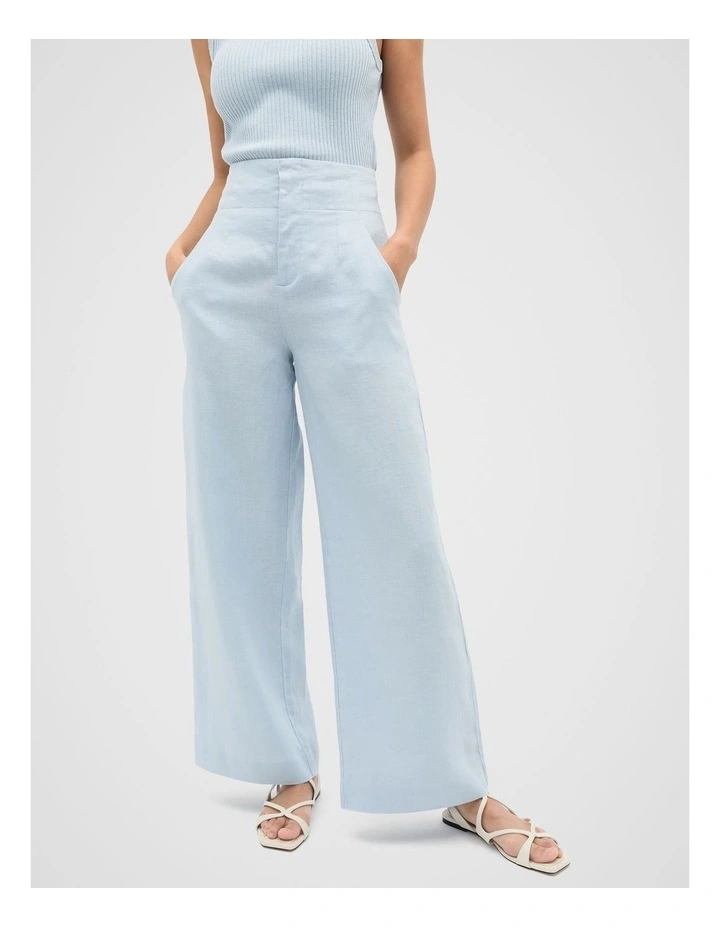 Core Linen Waisted Pant in Bluebell image 1