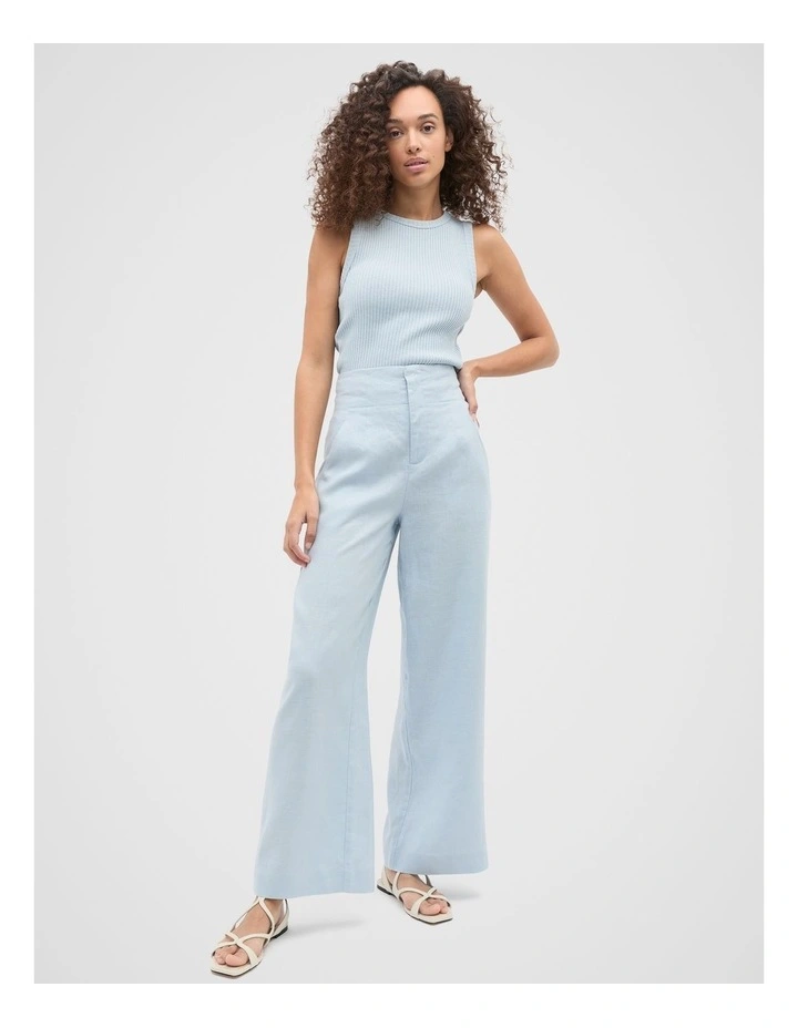 Core Linen Waisted Pant in Bluebell image 3