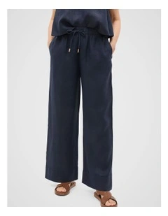 Core Linen Casual Tie Pant in Twilight Blue