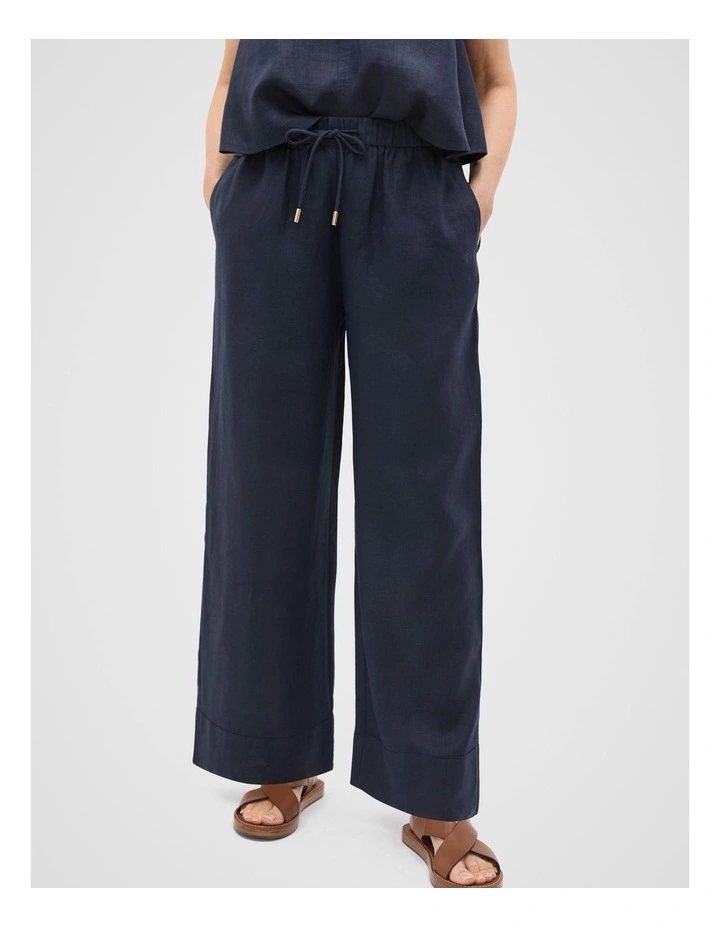 Core Linen Casual Tie Pant in Twilight Blue image 1