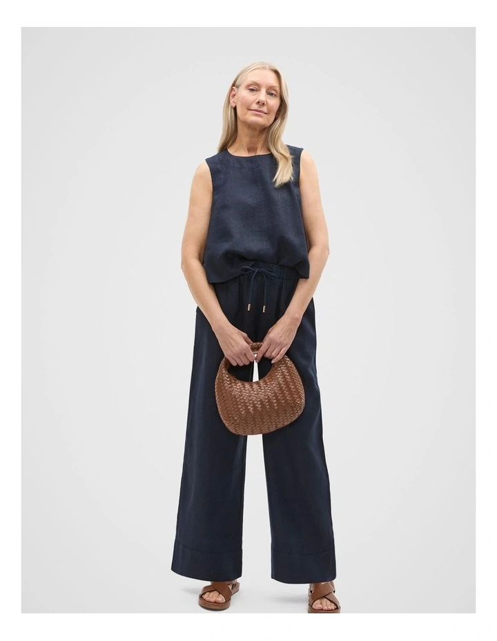 Core Linen Casual Tie Pant in Twilight Blue image 3